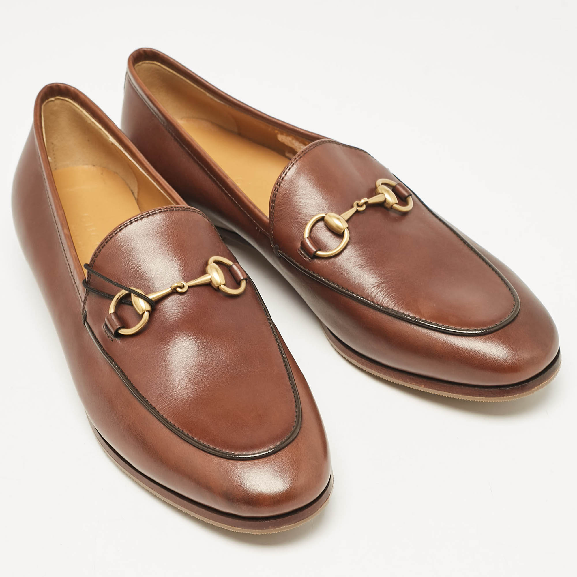 Gucci Brown Leather Horsebit Loafers Size 36.5