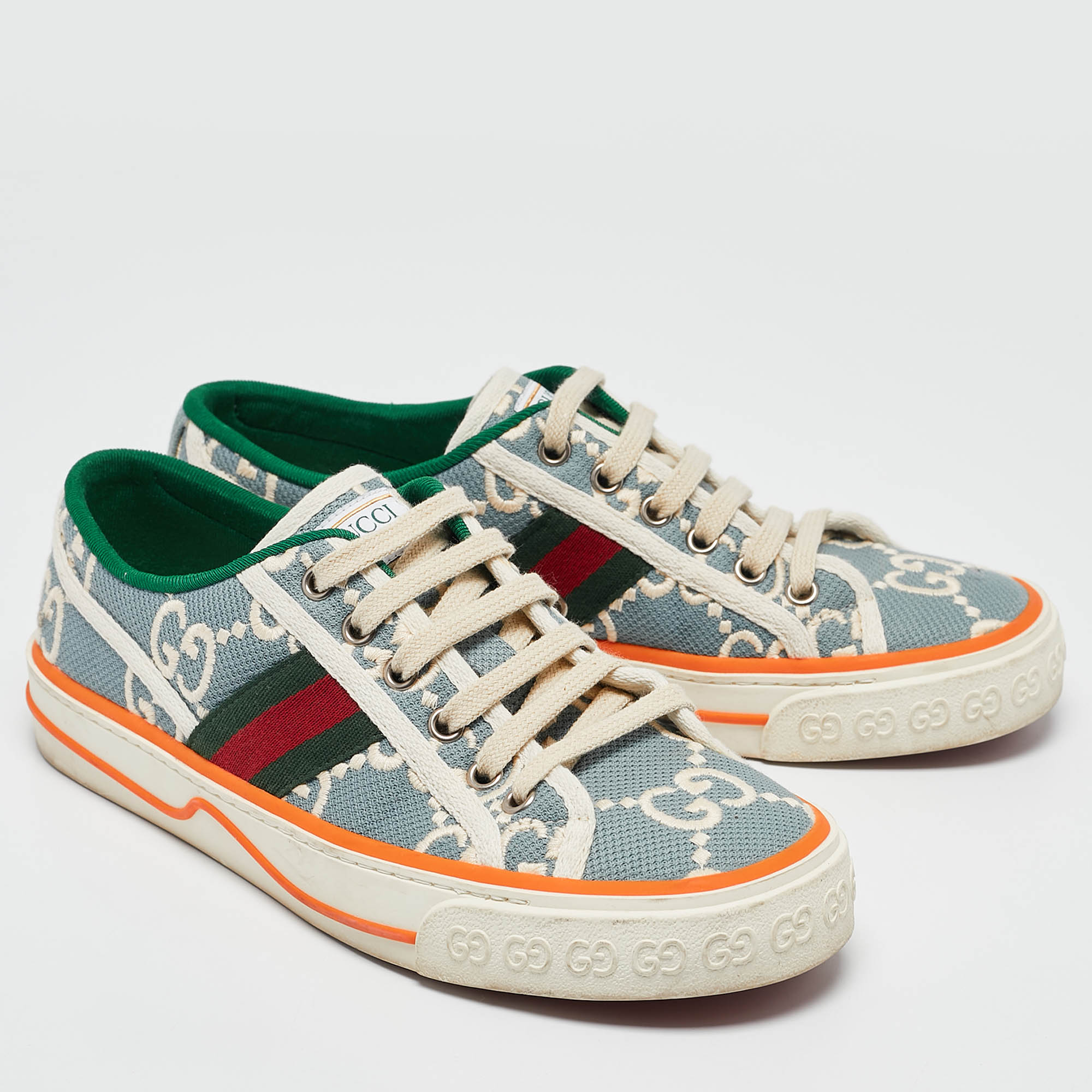 Gucci Light Blue/White GG Canvas Tennis 1977 Sneakers Size 38