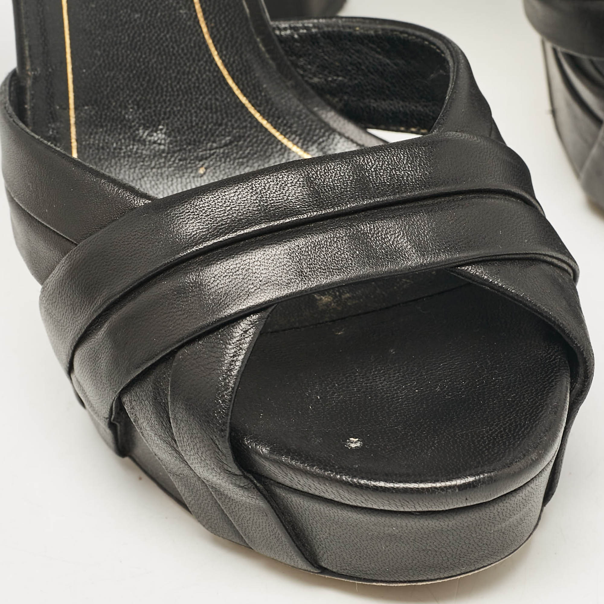 Gucci Black Leather Ankle Strap Sandals Size 38