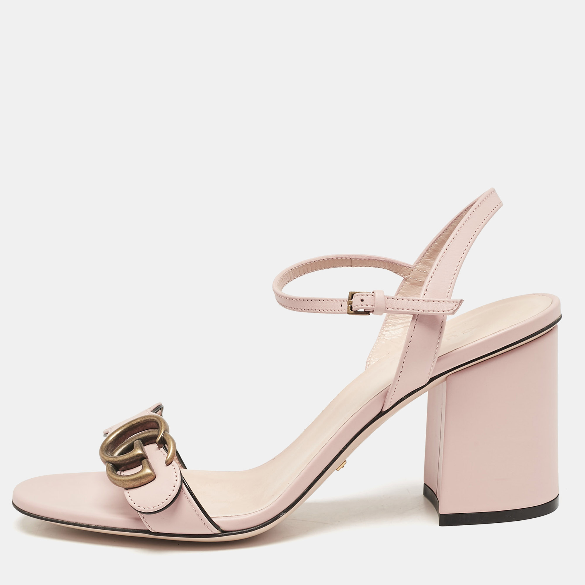 Gucci Light Pink Leather GG Marmont Block Heel Ankle Strap Sandals Size
Gucci Light Pink Leather GG Marmont Block Heel Ankle Strap Sandals Size