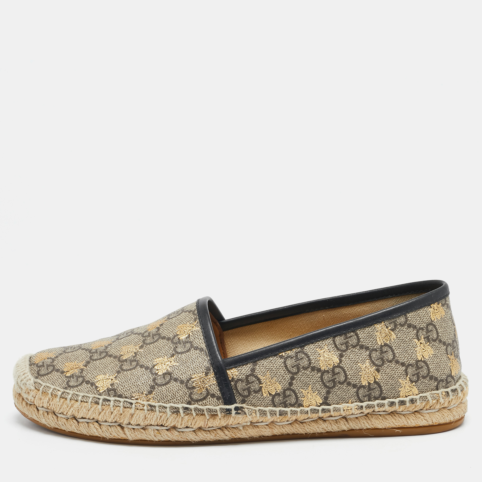 Gucci Beige/Brown GG Supreme Canvas Bee Espadrilles Flats Size
Gucci Beige/Brown GG Supreme Canvas Bee Espadrilles Flats Size