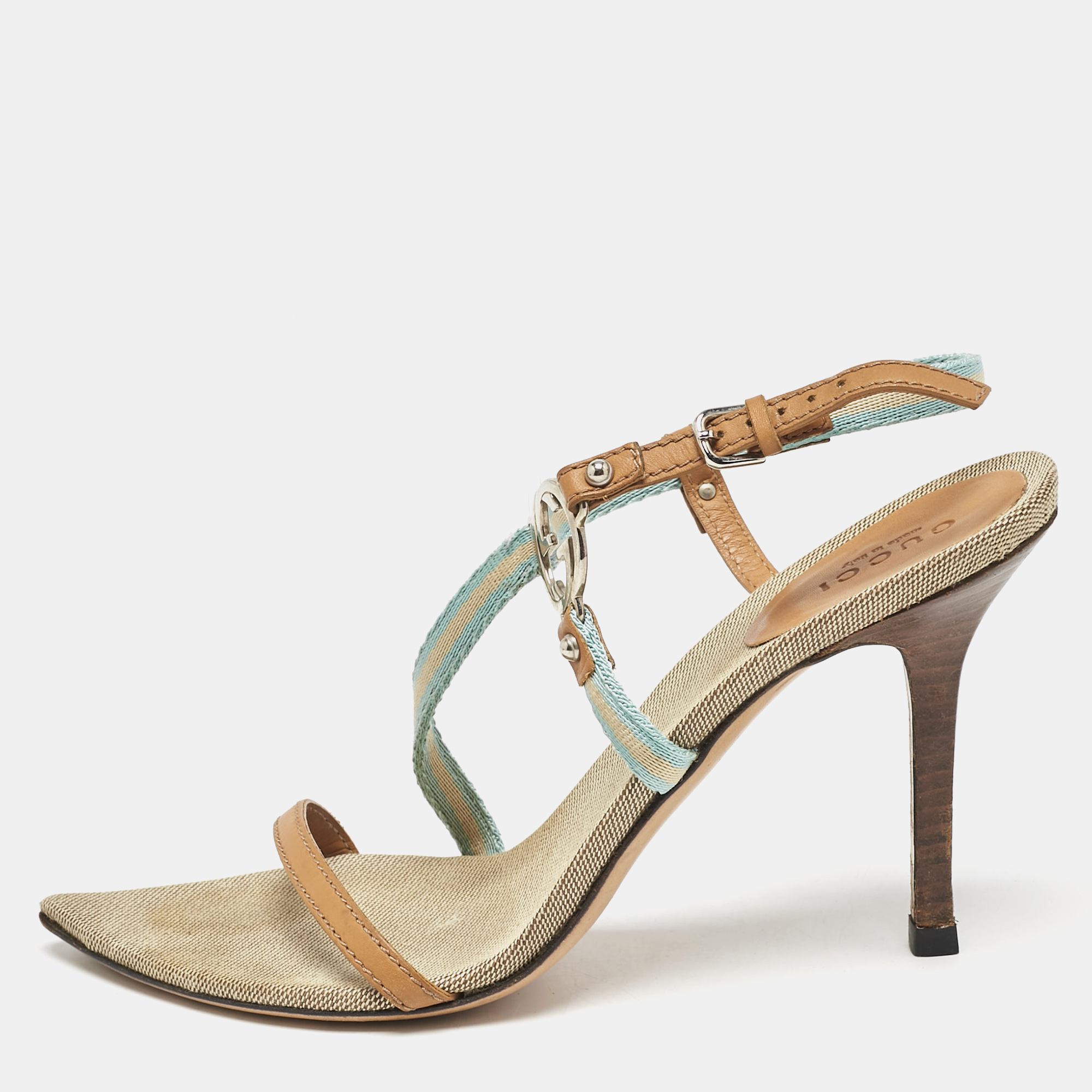 Gucci Multicolor Canvas And Leather GG Logo Ankle Strap Sandals Size
Gucci Multicolor Canvas And Leather GG Logo Ankle Strap Sandals Size