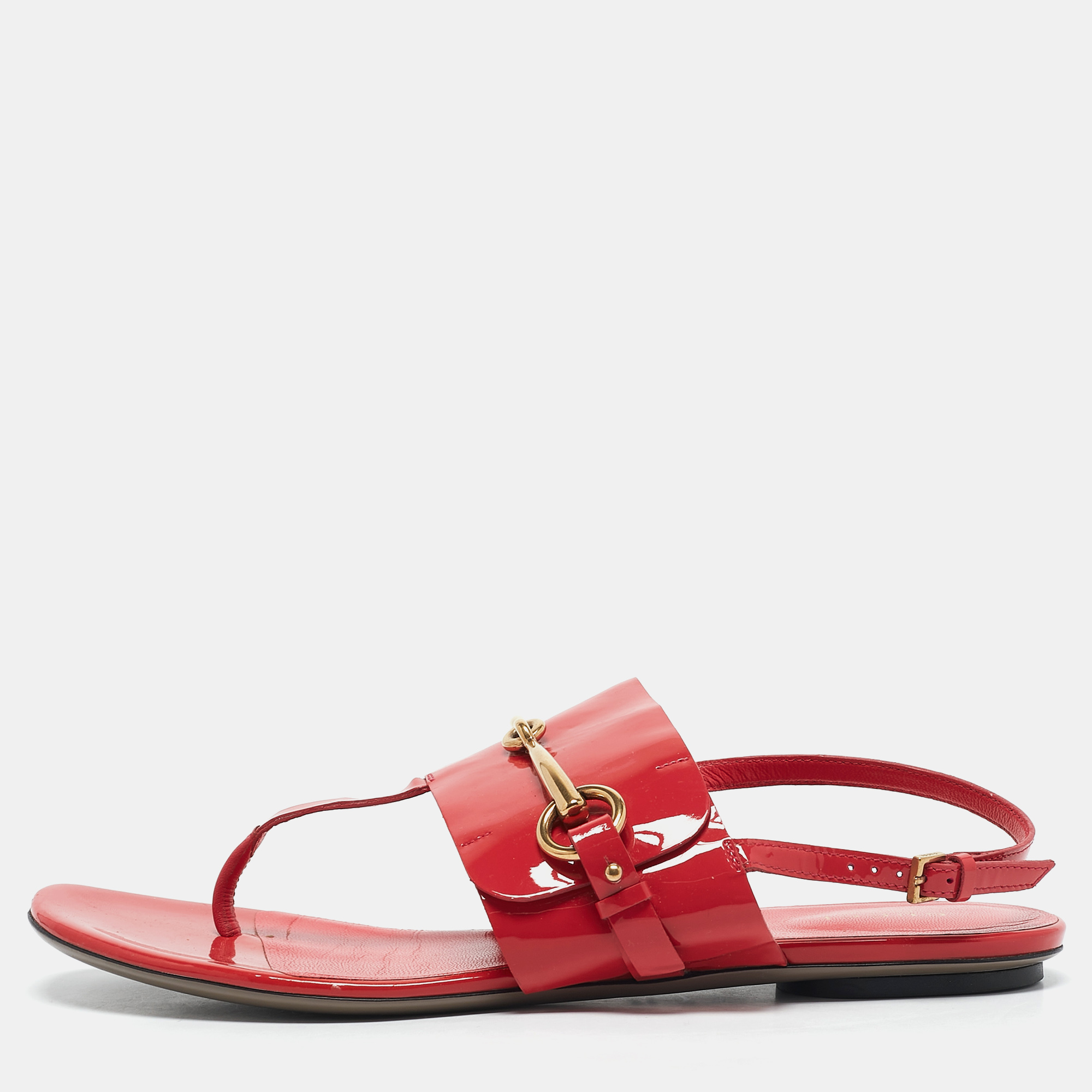 Gucci Pink Patent Leather Horsebit Thong Slingback Flat Sandals Size
Gucci Pink Patent Leather Horsebit Thong Slingback Flat Sandals Size