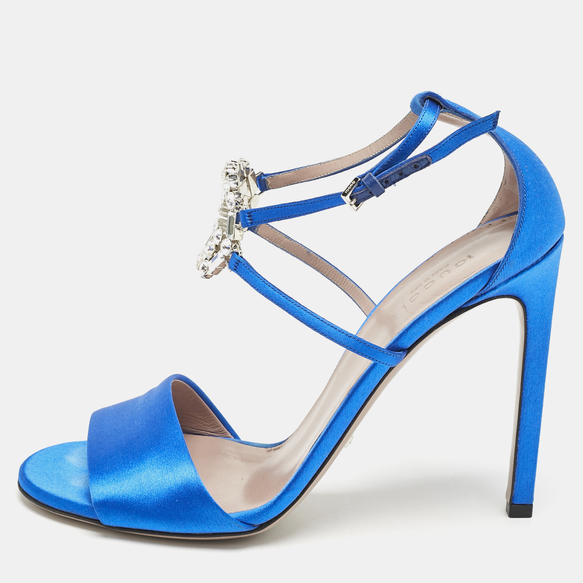 Gucci Blue Satin Interlocking G Crystals Ankle Strap Sandals Size
Gucci Blue Satin Interlocking G Crystals Ankle Strap Sandals Size