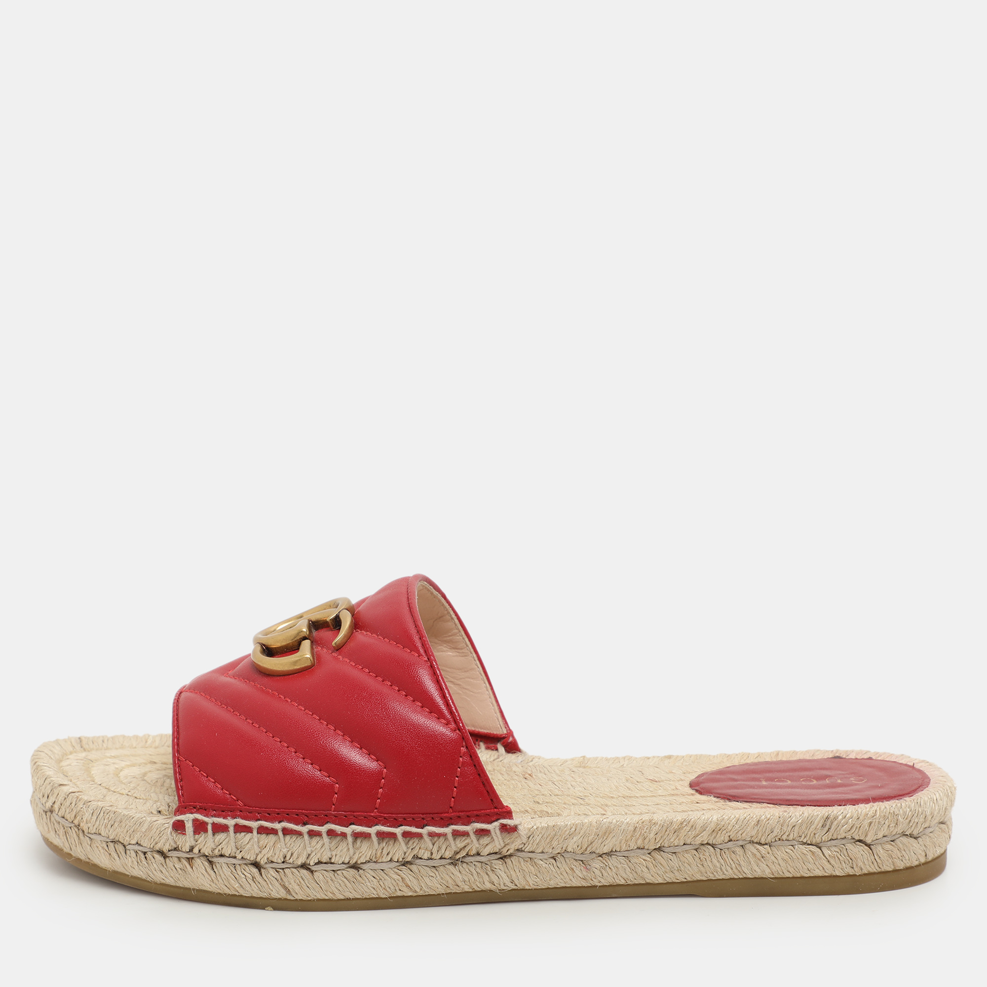 Gucci Red Matelasse Leather GG Marmont Espadrille Flat Slides Size
Gucci Red Matelasse Leather GG Marmont Espadrille Flat Slides Size