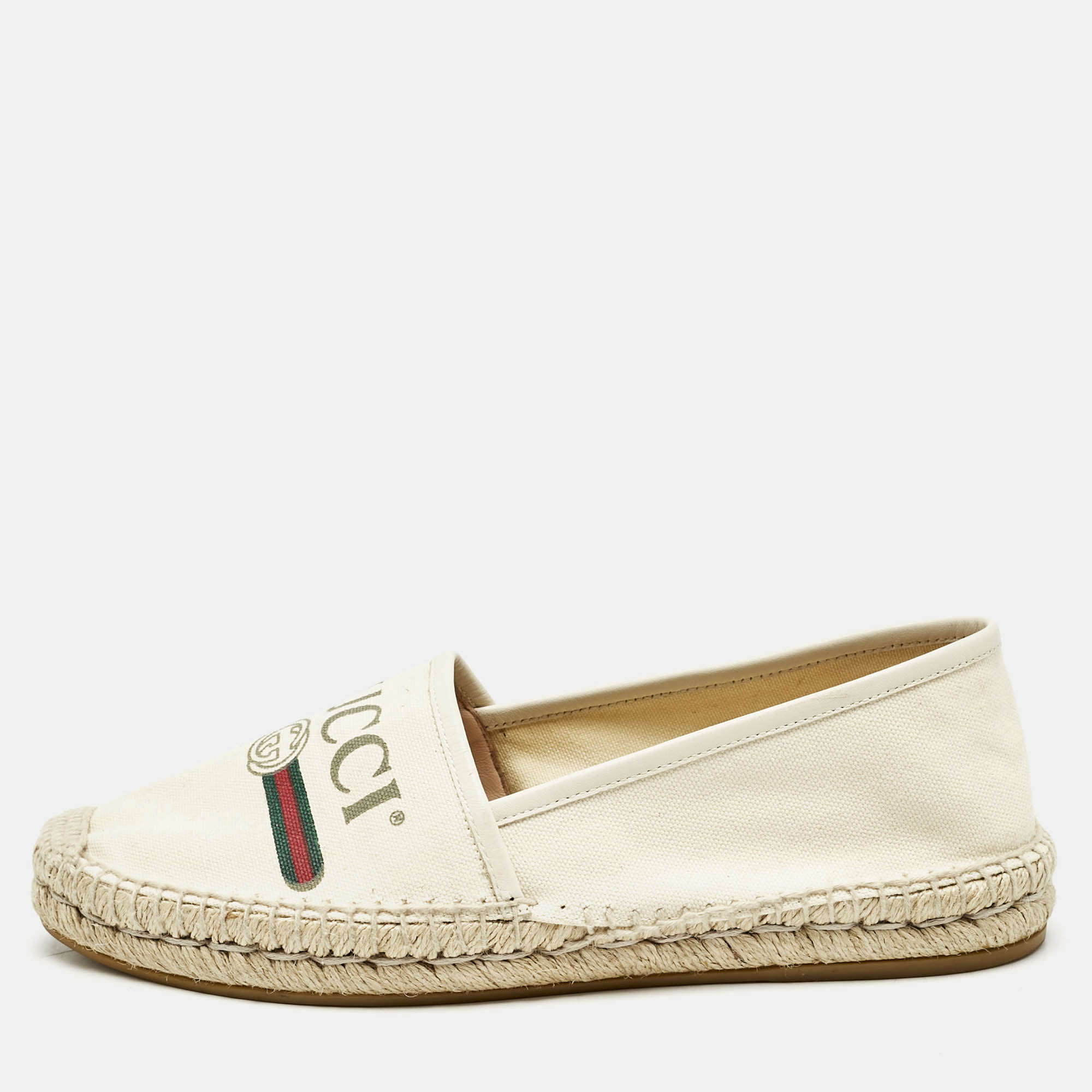 Gucci Canvas Canvas And Leather Trim Logo Print Espadrilles Size, White
Gucci Canvas Canvas And Leather Trim Logo Print Espadrilles Size, White