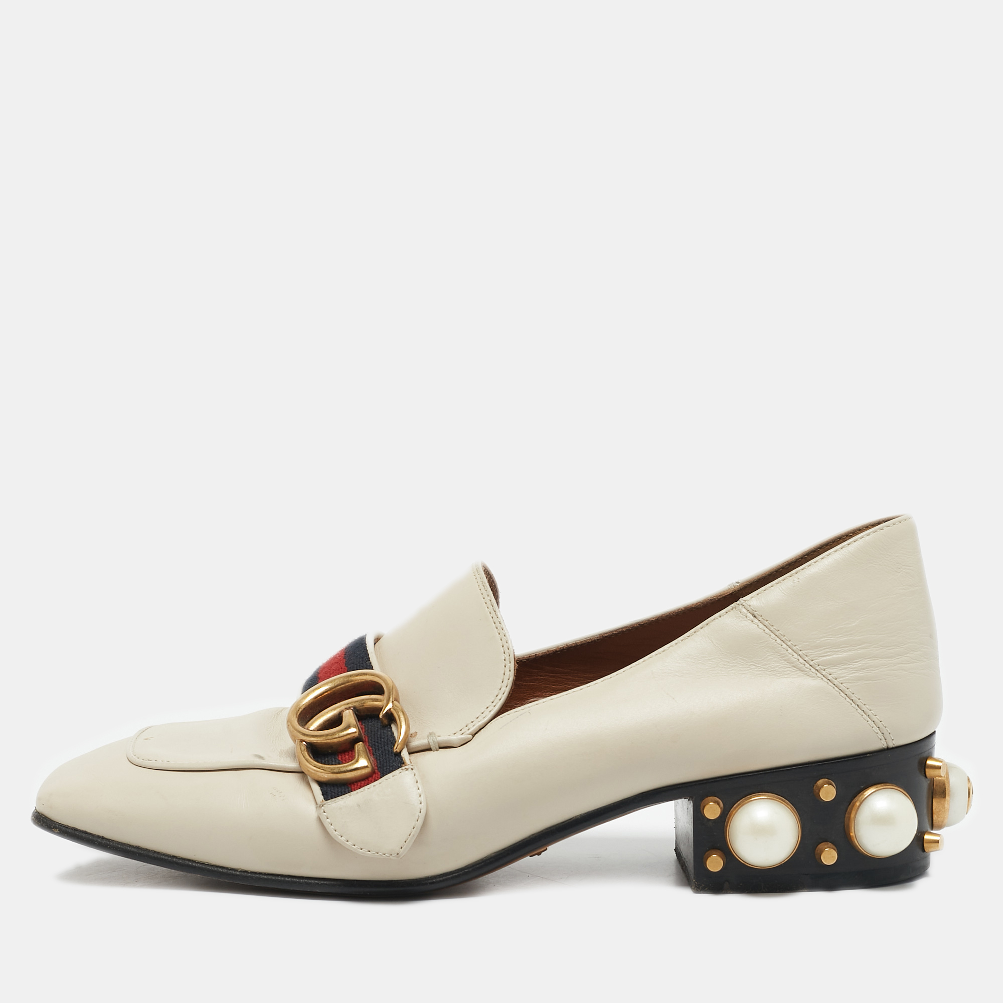 Gucci Off White Leather Interlocking G Horsebit Slip On Loafers Size, Cream
Gucci Off White Leather Interlocking G Horsebit Slip On Loafers Size, Cream