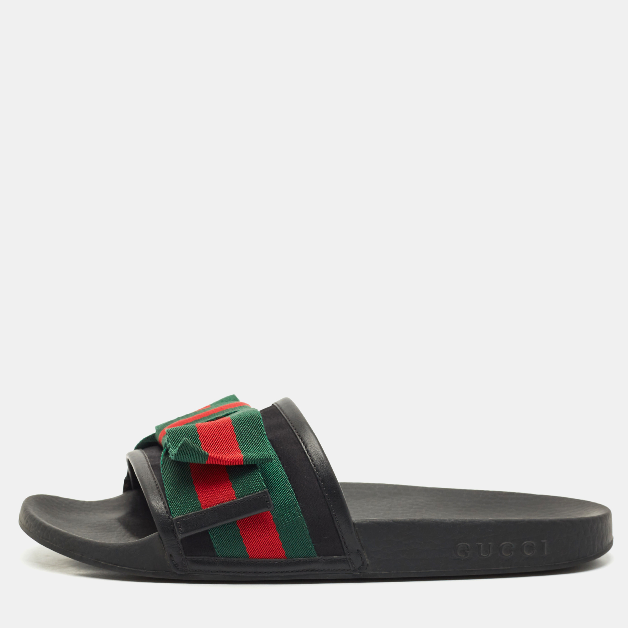 Gucci Tri Color Canvas and Leather Trim Sylvie Flat Slides Size, Multicolor
Gucci Tri Color Canvas and Leather Trim Sylvie Flat Slides Size, Multicolor