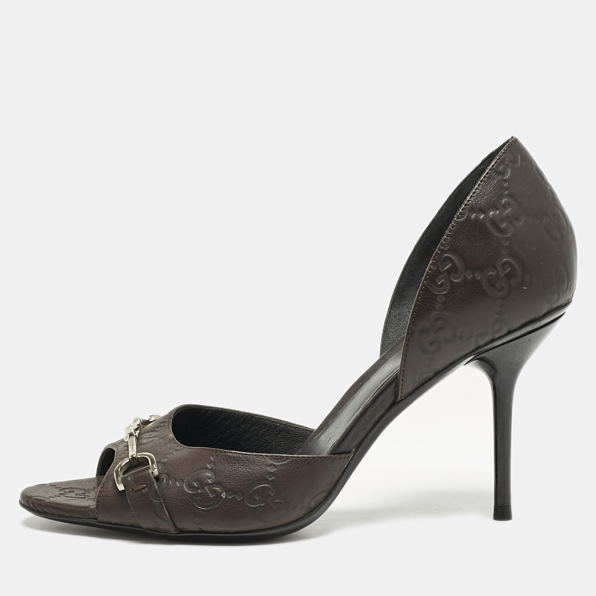 Gucci Brown Guccissima Leather Horsebit D'orsay Peep Toe Pumps Size
Gucci Brown Guccissima Leather Horsebit D'orsay Peep Toe Pumps Size