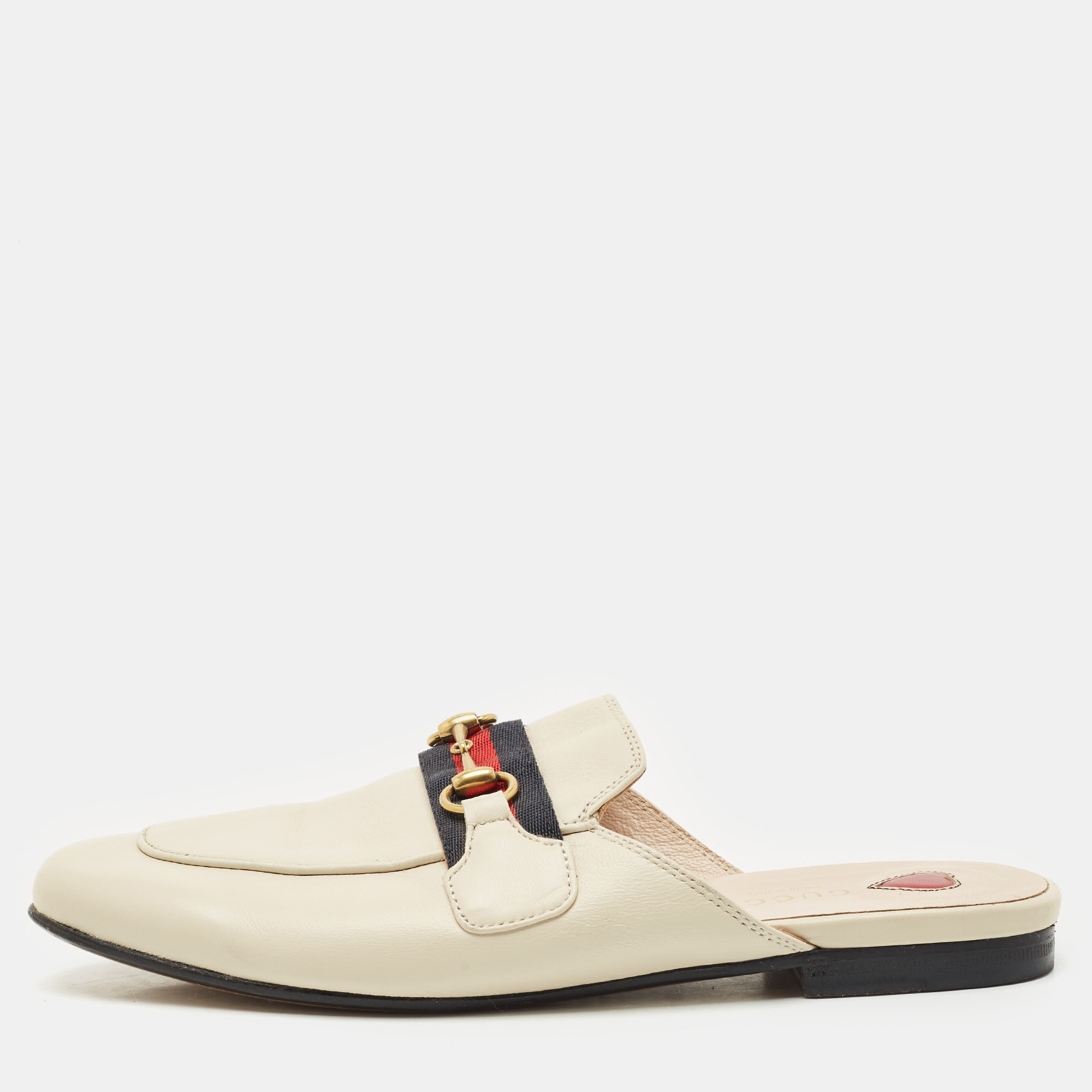 Gucci Cream Leather Princetown Horsebit Mule Sandals Size 38 - Gucci - Modalova
