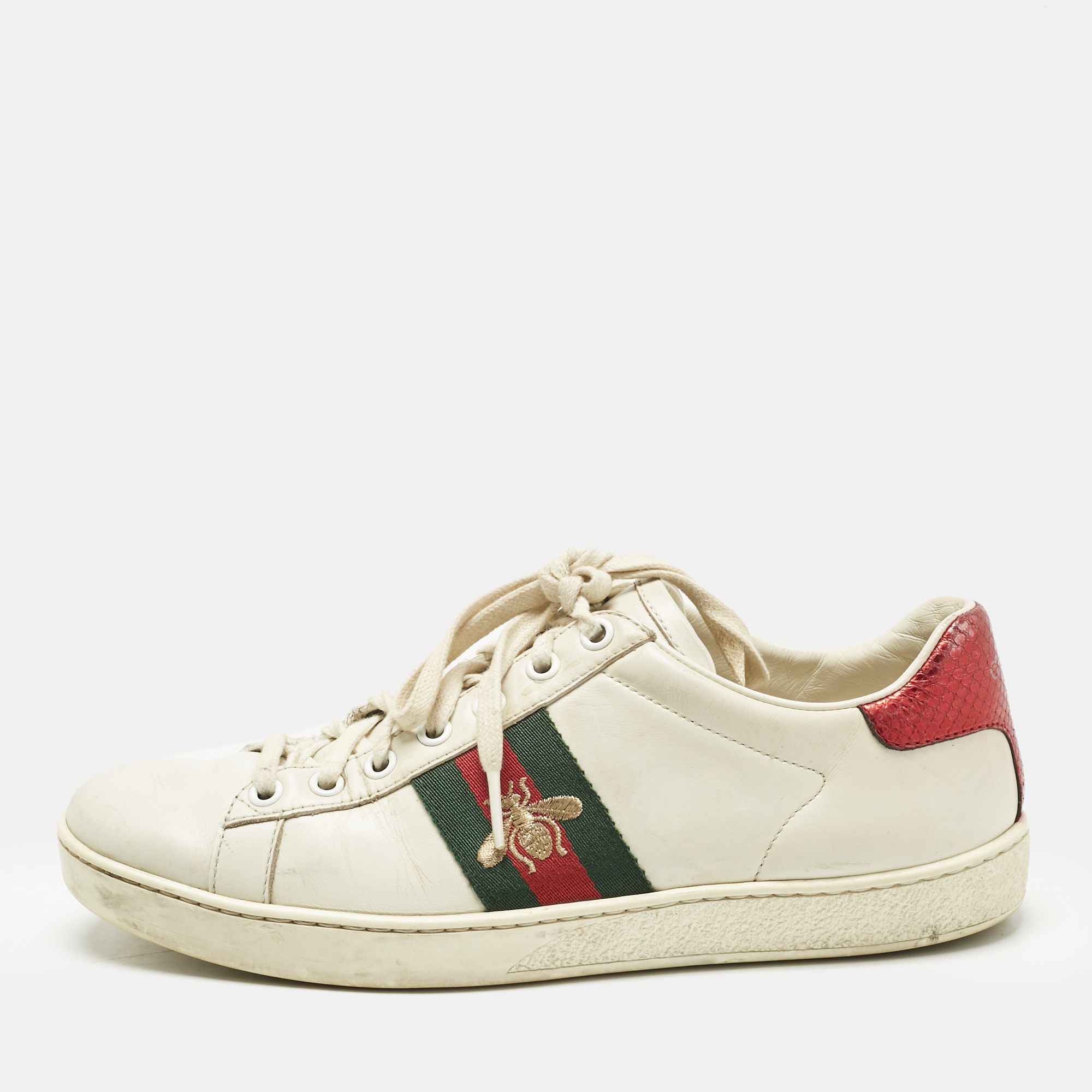 Leather Web Ace Sneakers Size 37.5 - Gucci - Modalova