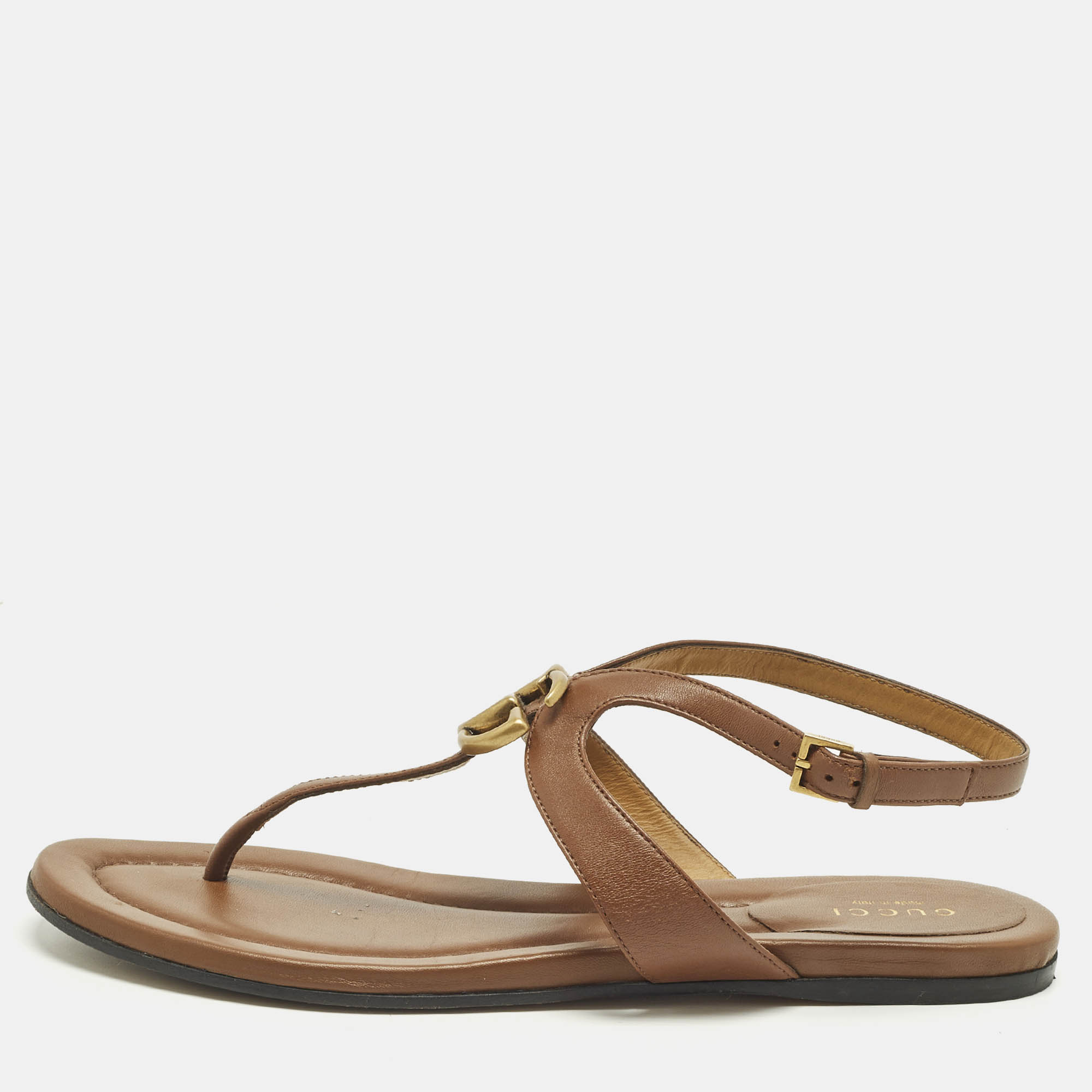 Gucci Brown Leather Thong Flat Slingback Sandals Size
Gucci Brown Leather Thong Flat Slingback Sandals Size