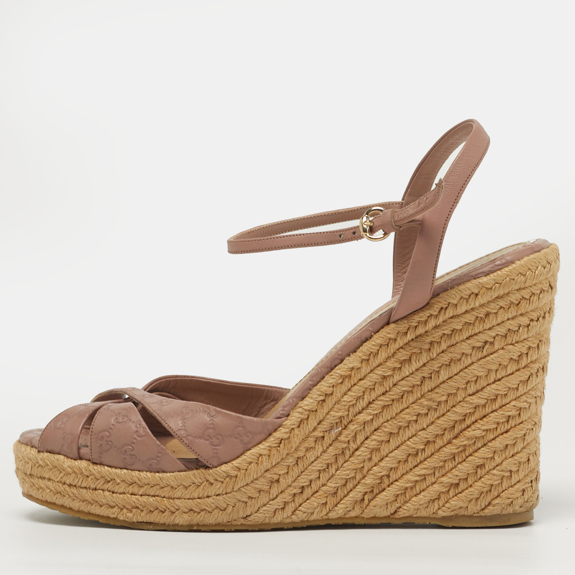 Gucci Penelope Size Dusty Pink Microguccissima Leather Espadrille Wedge Sandals
Gucci Penelope Size Dusty Pink Microguccissima Leather Espadrille Wedge Sandals