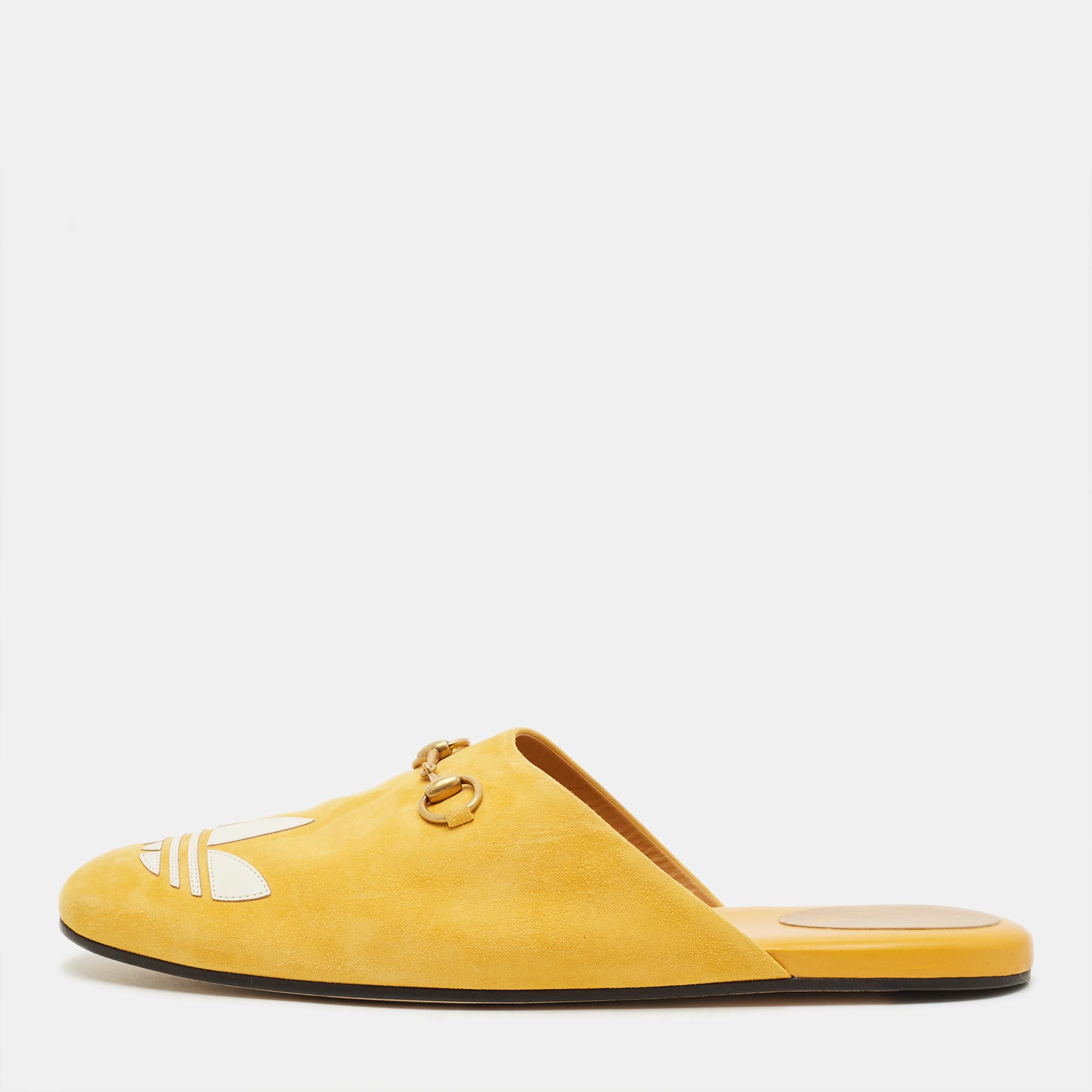 Gucci Trefoil Size Yellow Leather and Suede Flat Mules
Gucci Trefoil Size Yellow Leather and Suede Flat Mules