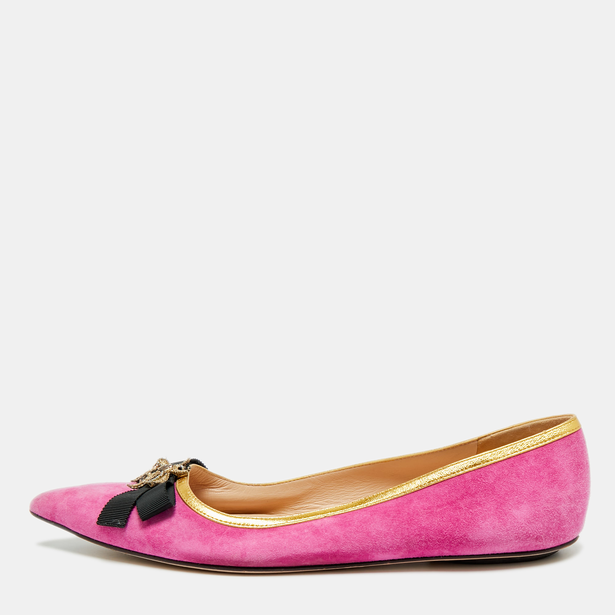 Gucci Size Pink Leather and Suede Bow Bee Embellished Ballet Flats
Gucci Size Pink Leather and Suede Bow Bee Embellished Ballet Flats