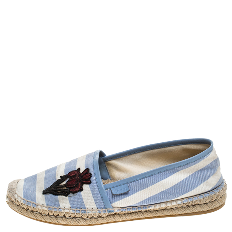 Gucci Blue/White Striped Canvas Embroidered Espadrille Flats Size, Multicolor
Gucci Blue/White Striped Canvas Embroidered Espadrille Flats Size, Multicolor