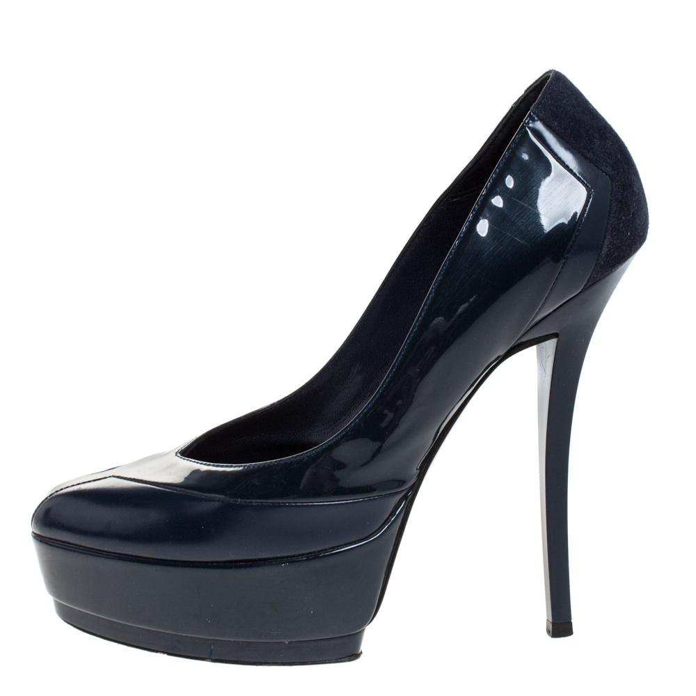 Gucci Blue Patent Leather and Leather Platform Pumps Size 
Gucci Blue Patent Leather and Leather Platform Pumps Size