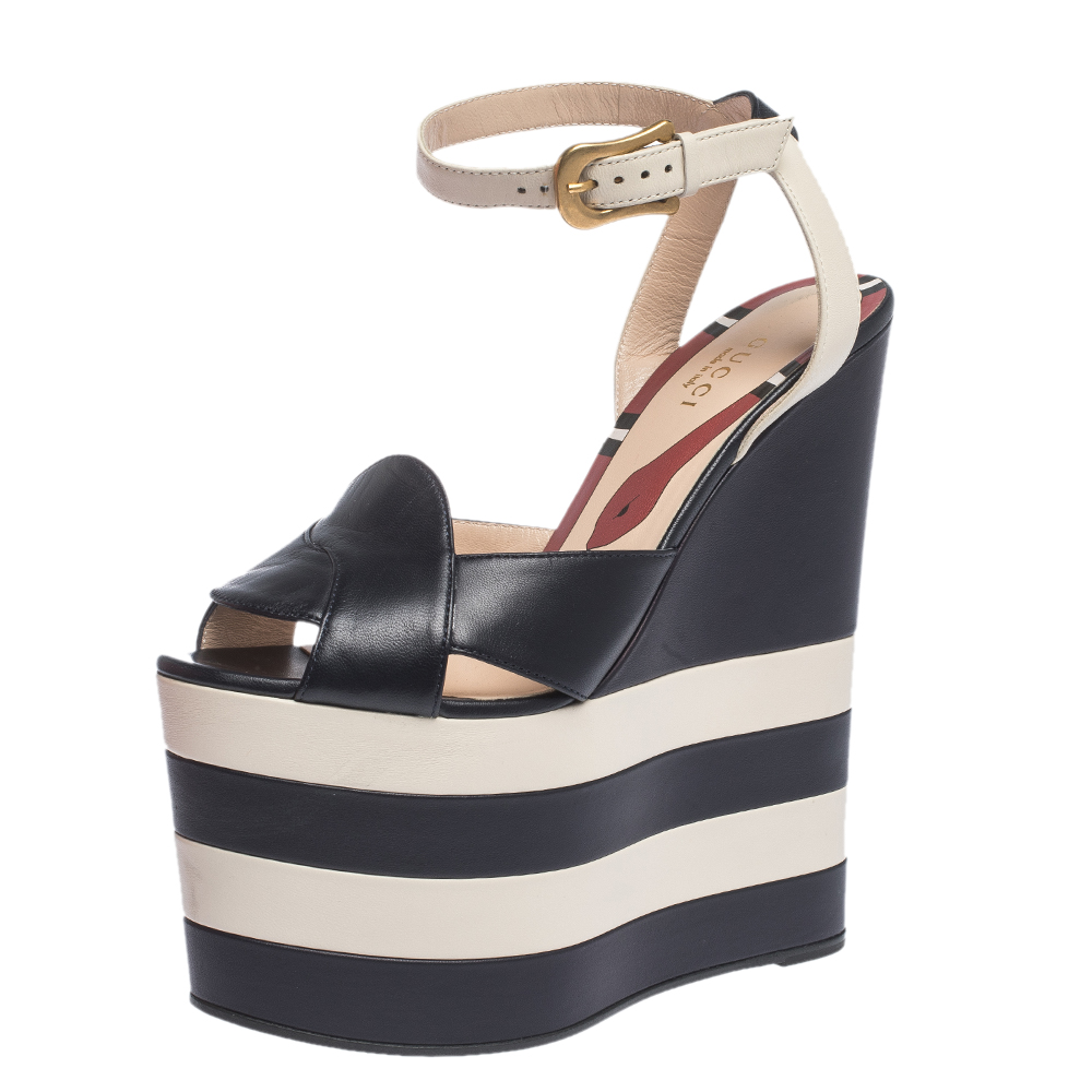 blue and white striped sandals