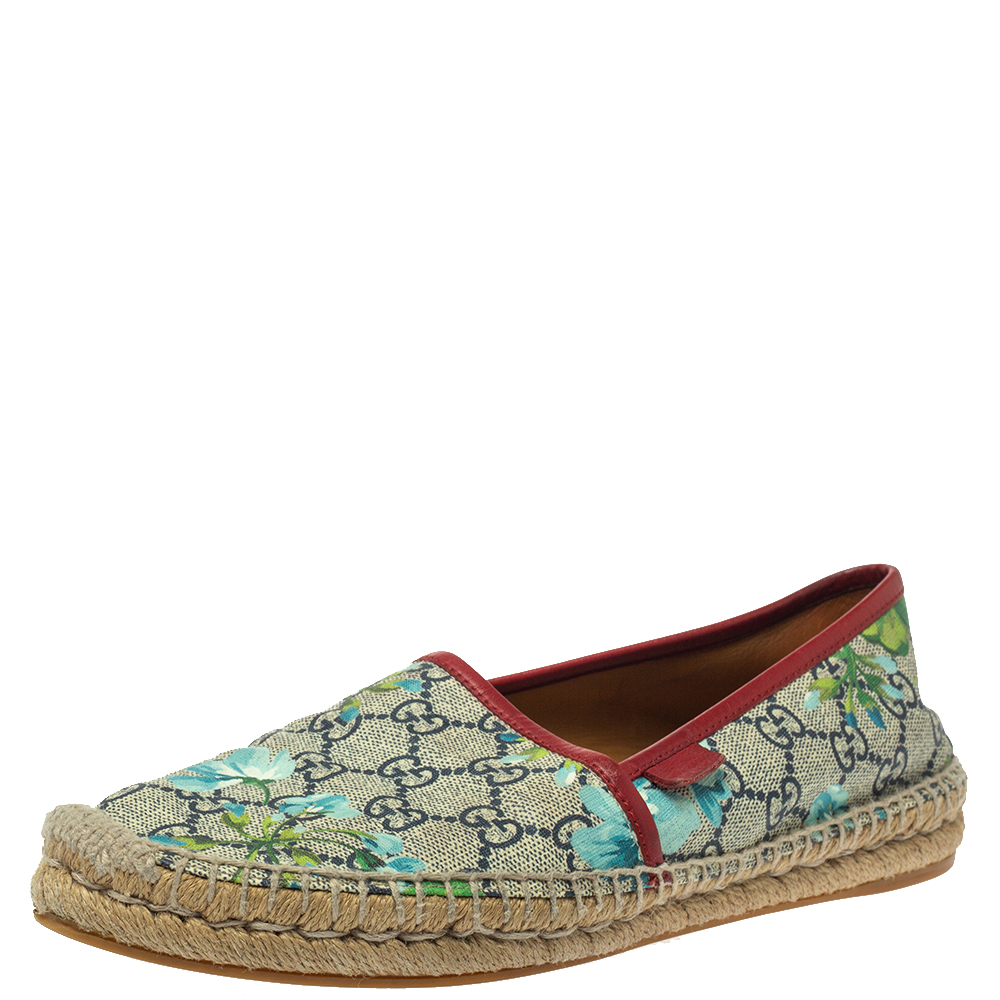Image of Gucci Multicolor GG Supreme Canvas Blossom Espadrilles Size .