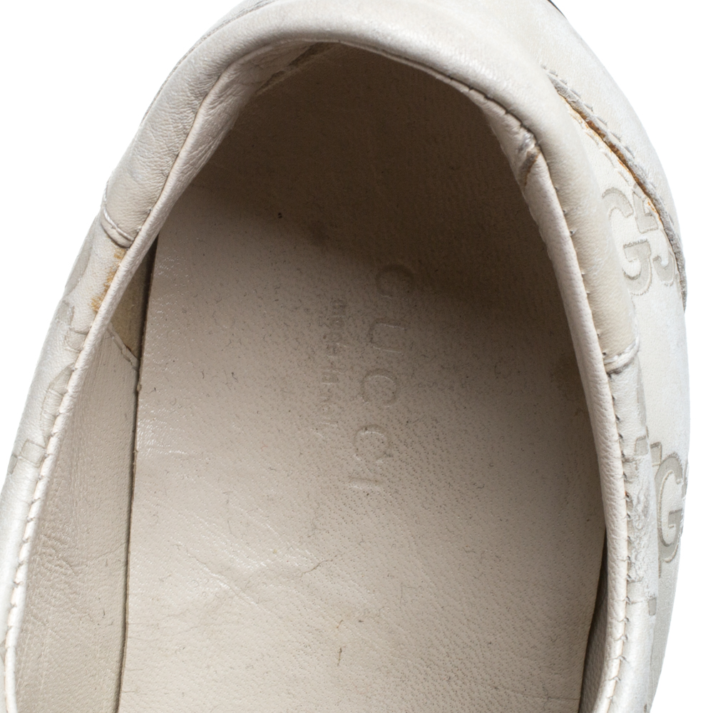 Gucci Off White Guccissima Leather Velcro Sneakers Size 38