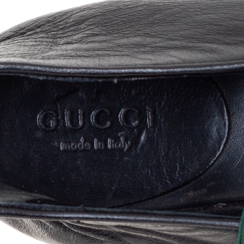 Gucci Black Leather Web Ballet Flats Size 36