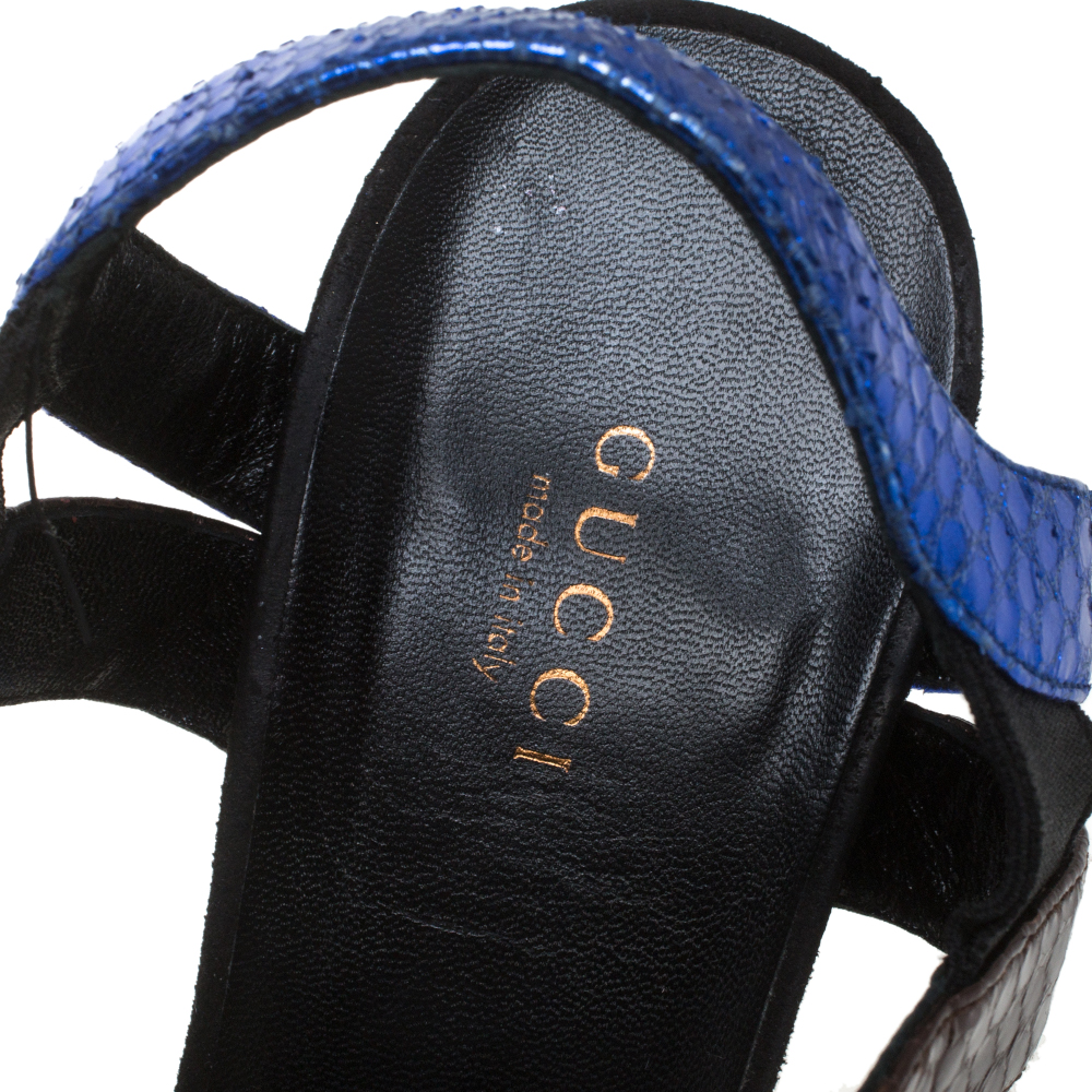 Gucci Multicolor Python Liberty Open Toe Ankle Strap Sandals Size 40