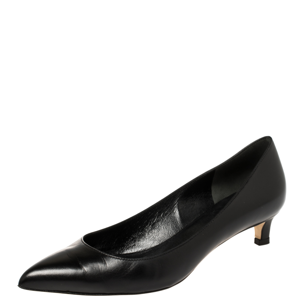 Gucci Black Leather Pointed Toe Pumps Size 35