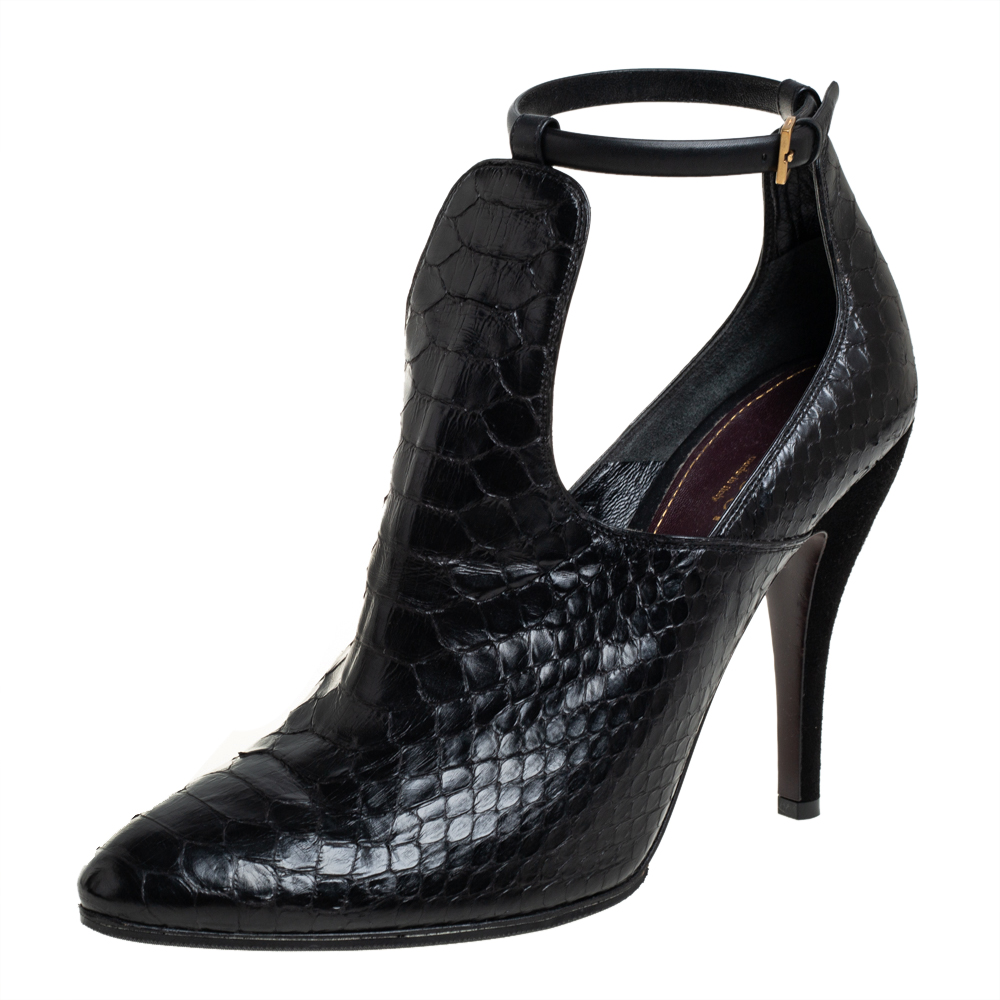 Gucci Black Python Leather Ankle Boots Size 41.5
