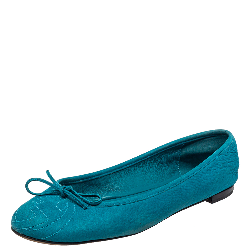 Gucci Blue Leather Soho Ballet Flats Size 39
