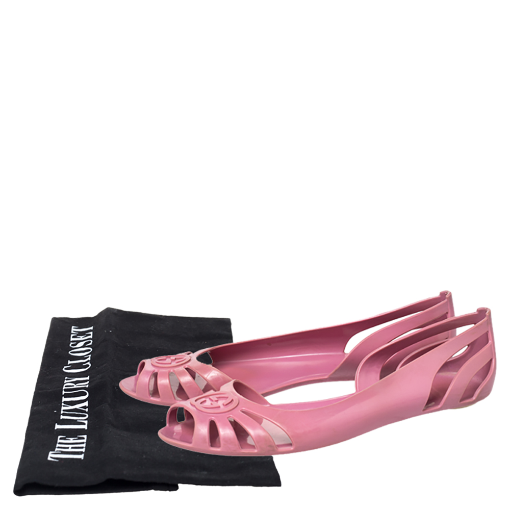 Gucci Pink Jelly Interlocking GG Marola Jelly Ballet Flats Size 37.5