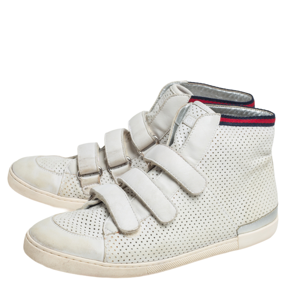 Gucci White Leather High Top Sneakers Size 36.5
