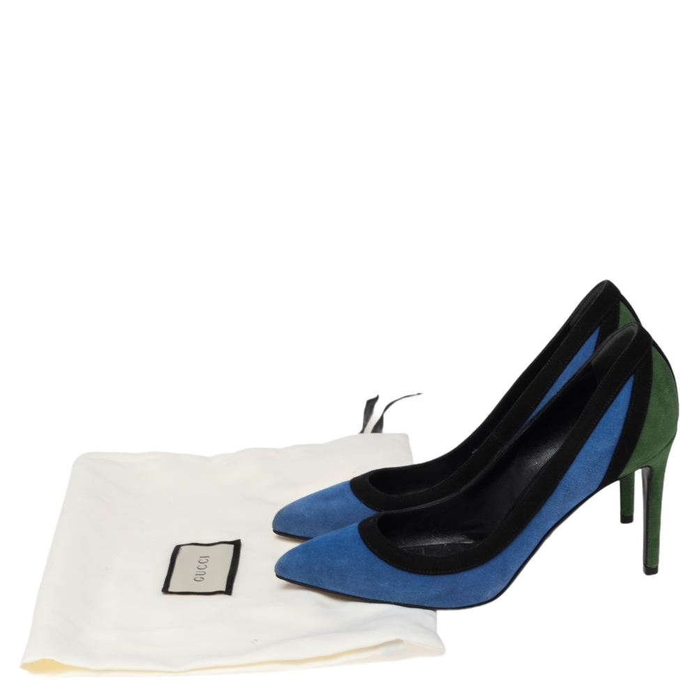 Gucci Tricolor Suede Pointed Toe Pumps Size 35.5