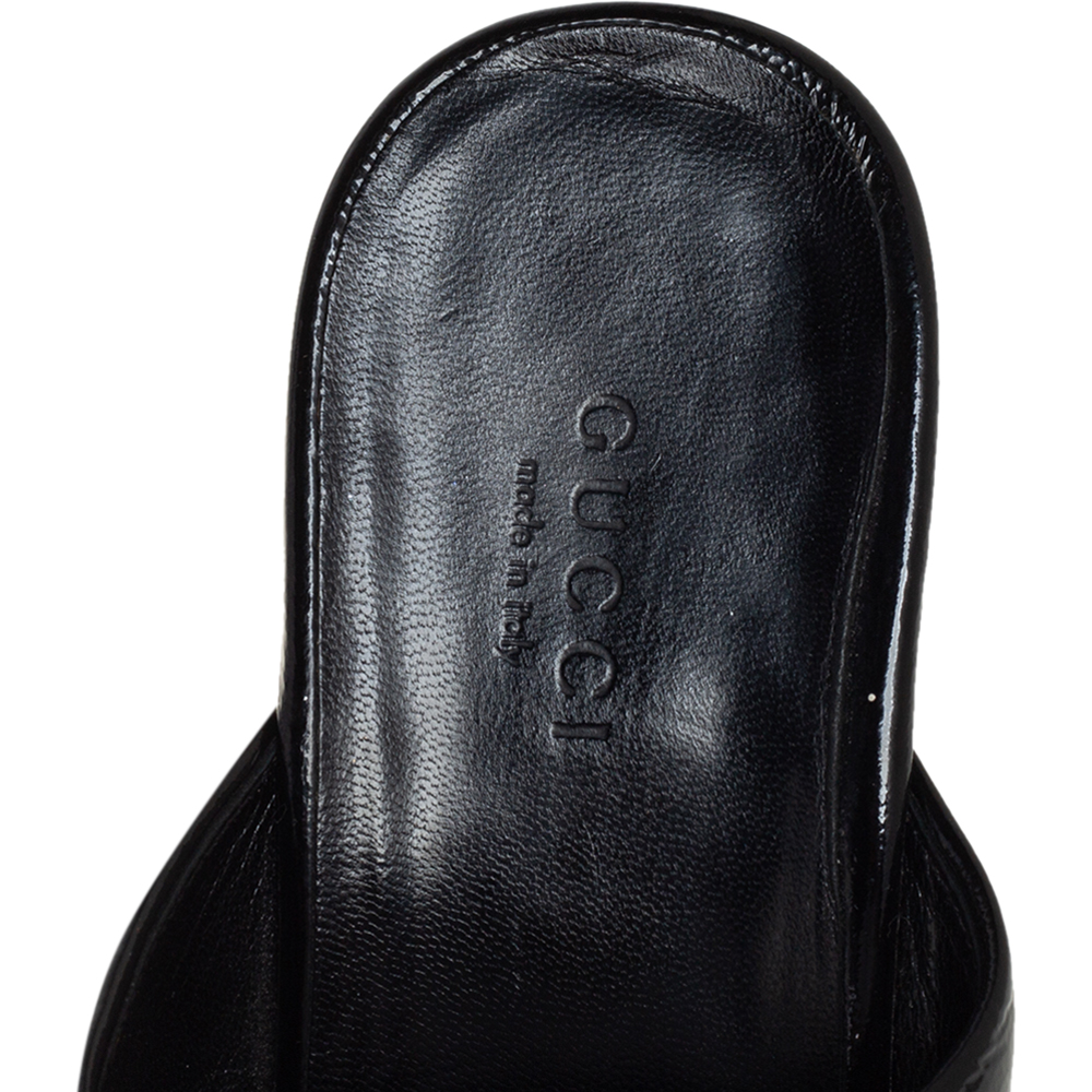 Gucci Black Patent Leather Hysteria Platform Clogs Size 36.5