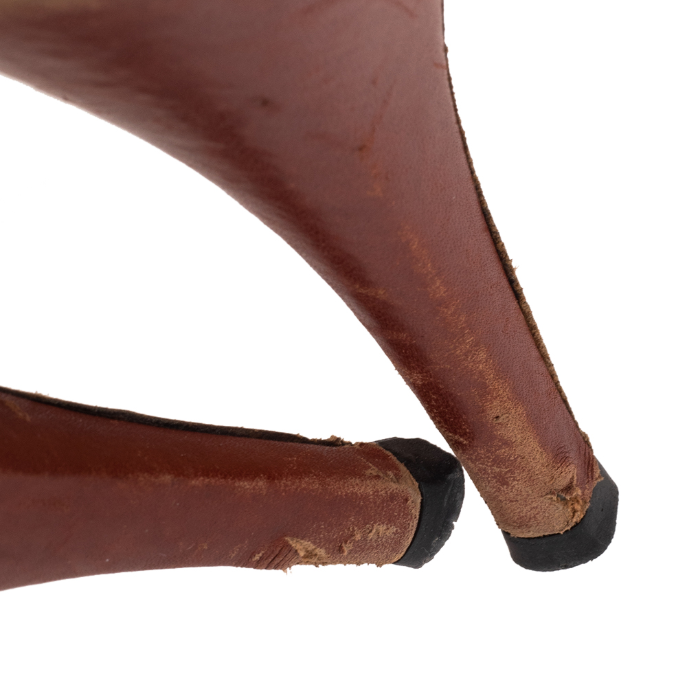 Gucci Brown Leather Crest Slide Sandals Size 41