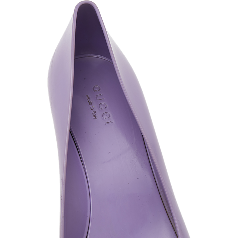 Gucci Purple Jelly Marola Peep Toe Wedges Size 38