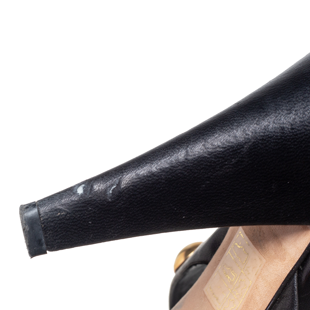 Gucci Black  Leather Slide  Babouska Sandals Size 38.5