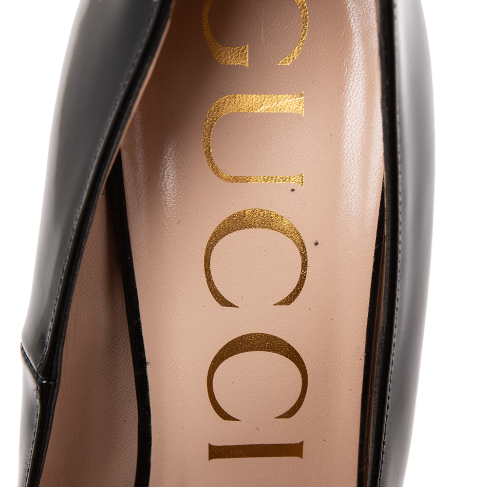 Gucci Black Patent Leather Elaisa Removable Faux Pearl Bow Accents Pumps Size 40