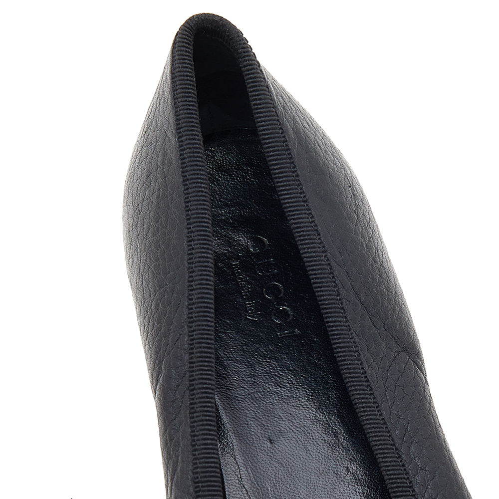 Gucci Black Leather Block Heel Pumps Size 37