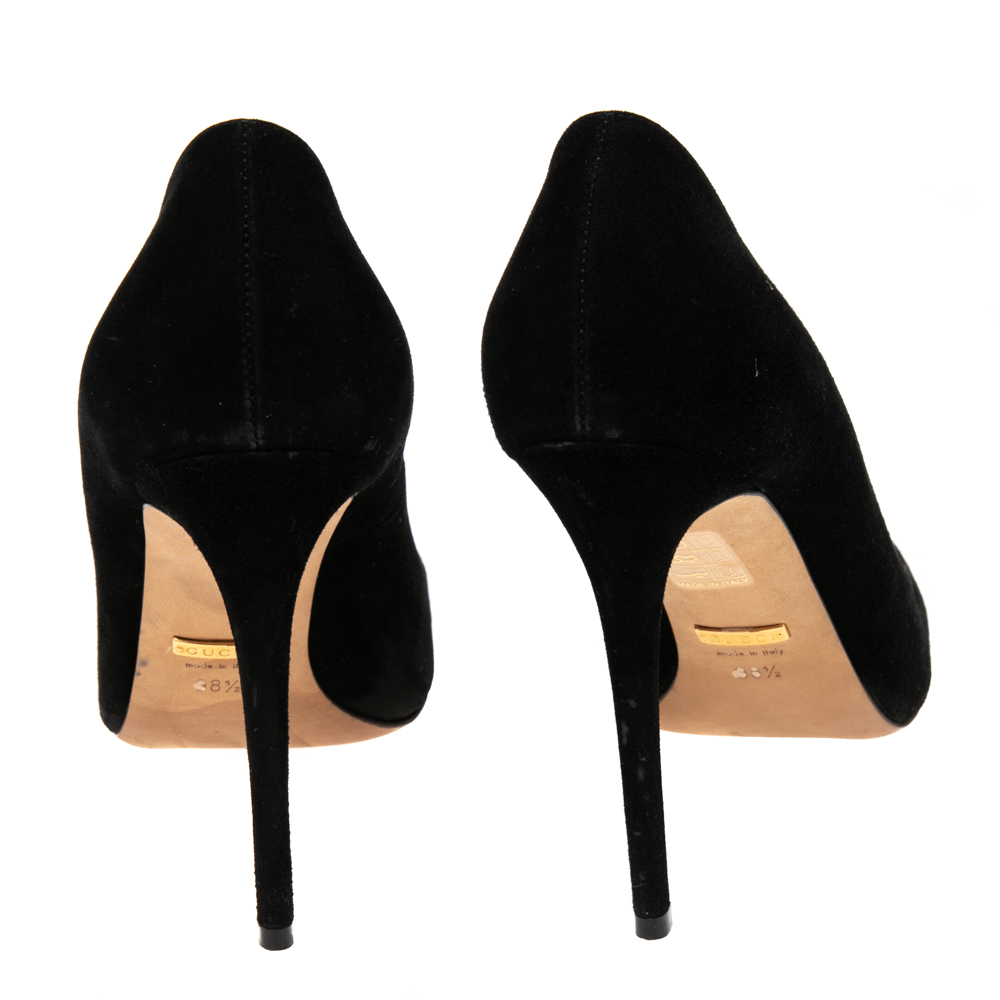 Gucci Black Suede Pointed Toe Pumps Size 38.5
