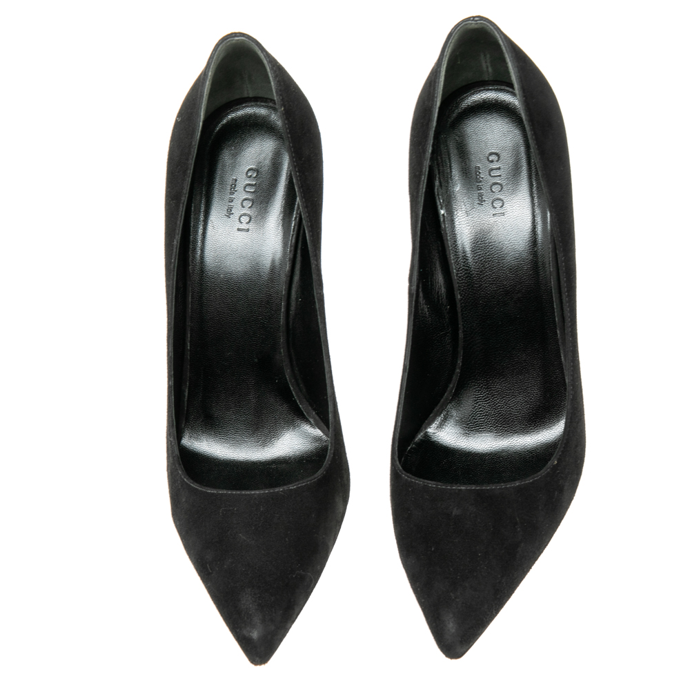 Gucci Black Suede Pointed Toe Pumps Size 38.5