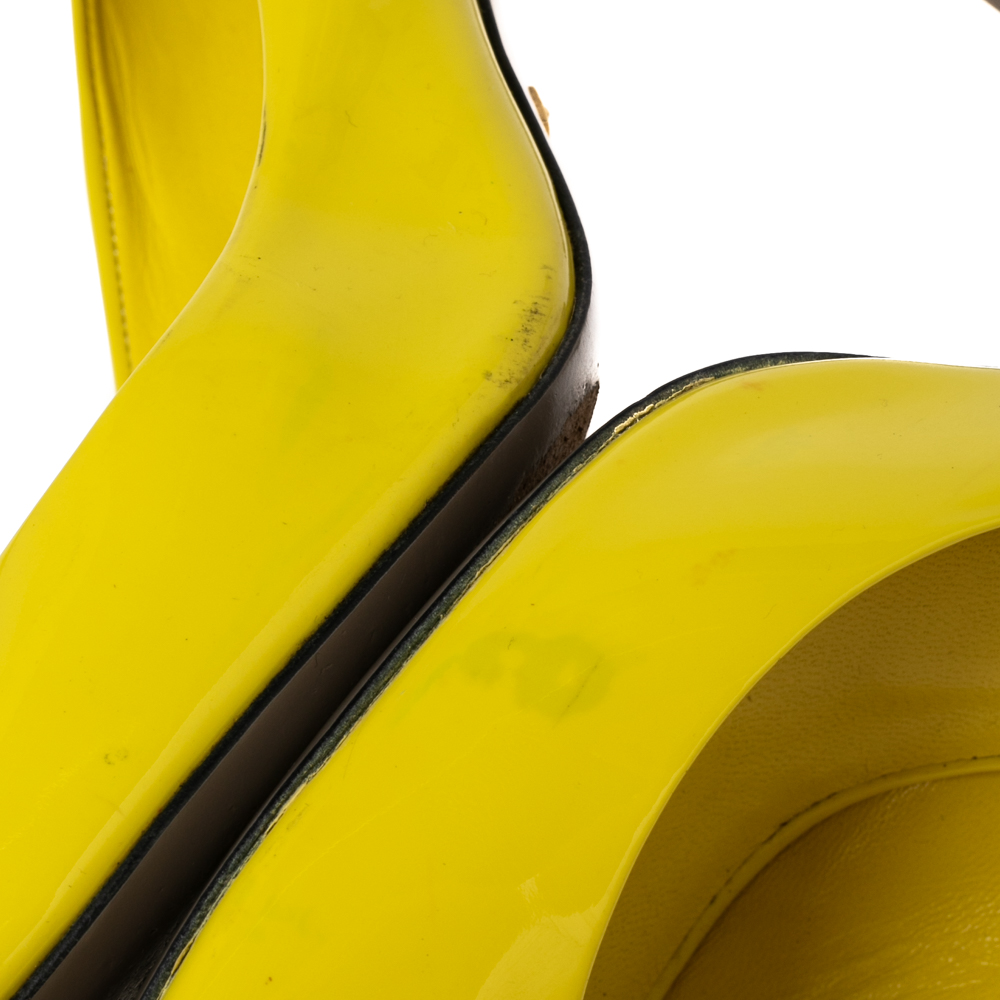 Gucci Yellow Patent Leather Peep-Toe Pumps Size 38