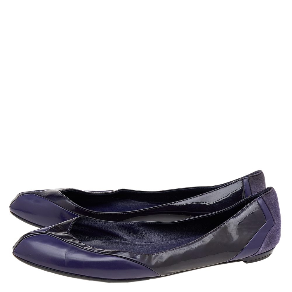Gucci Purple Patent Leather And Suede Ballet Flats Size 38