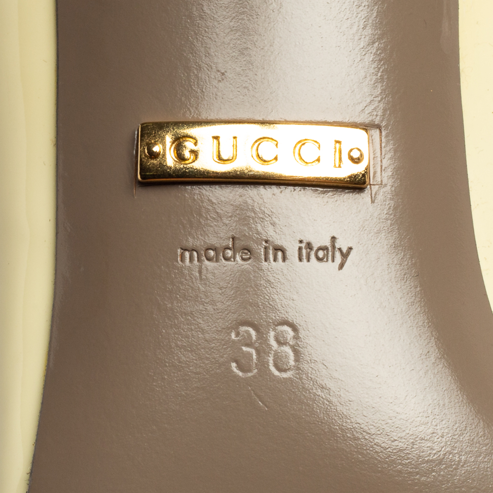 Gucci Light Yellow Patent Leather Peep-Toe Pumps Size 38