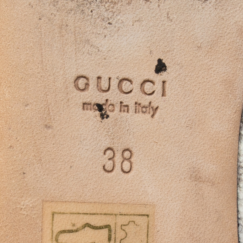 Gucci Grey/Cream Karung Leather Horsebit Ballet Flats Size 38
