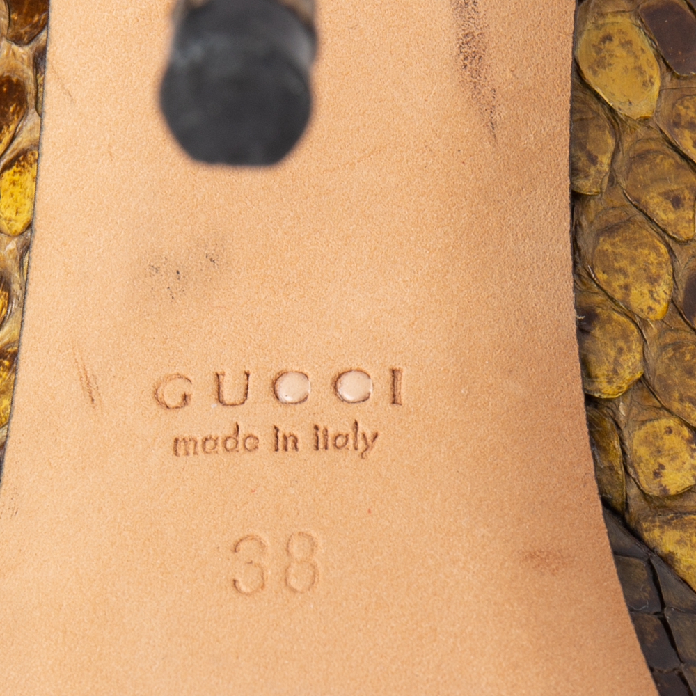 Gucci Tri-Color Python Leather Platform Pumps Size 38