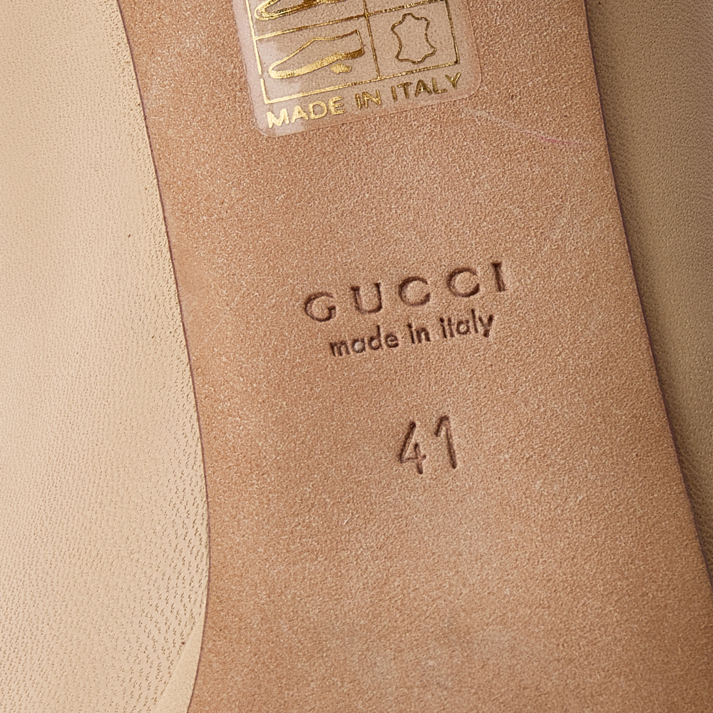 Gucci Cream Leather Horsebit Peep Toe Pumps Size 41