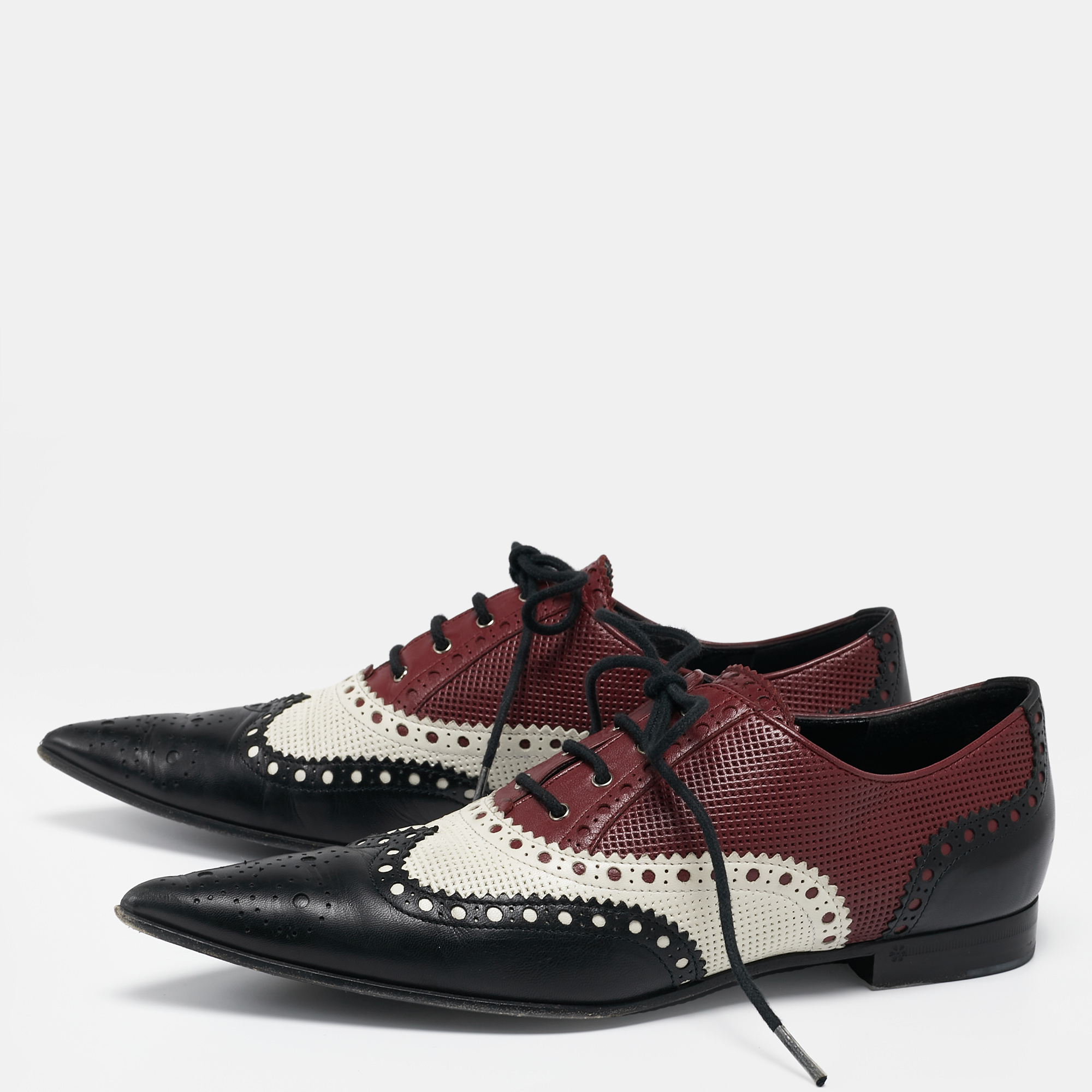 Gucci Multicolor Leather Pointed Toe Brogue Oxford Size 36