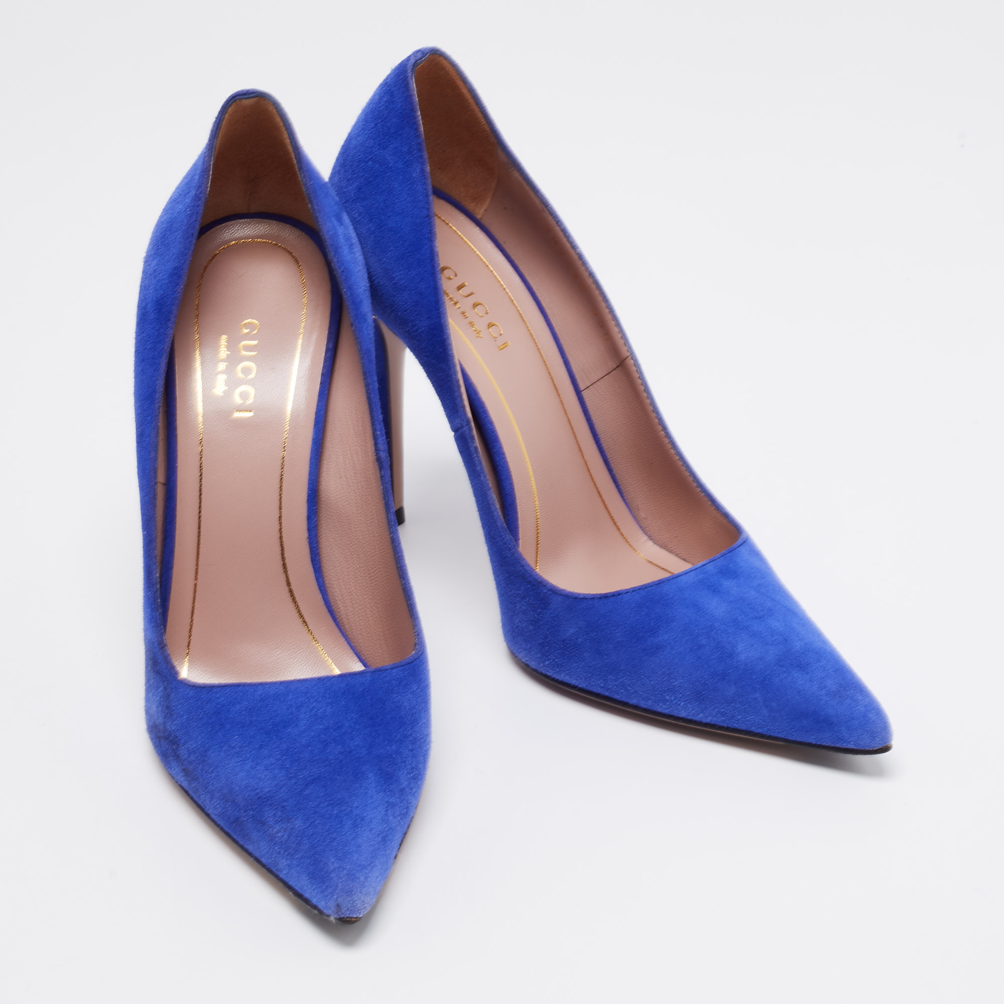 Gucci Blue Suede Pointed Toe Pumps Size 35.5