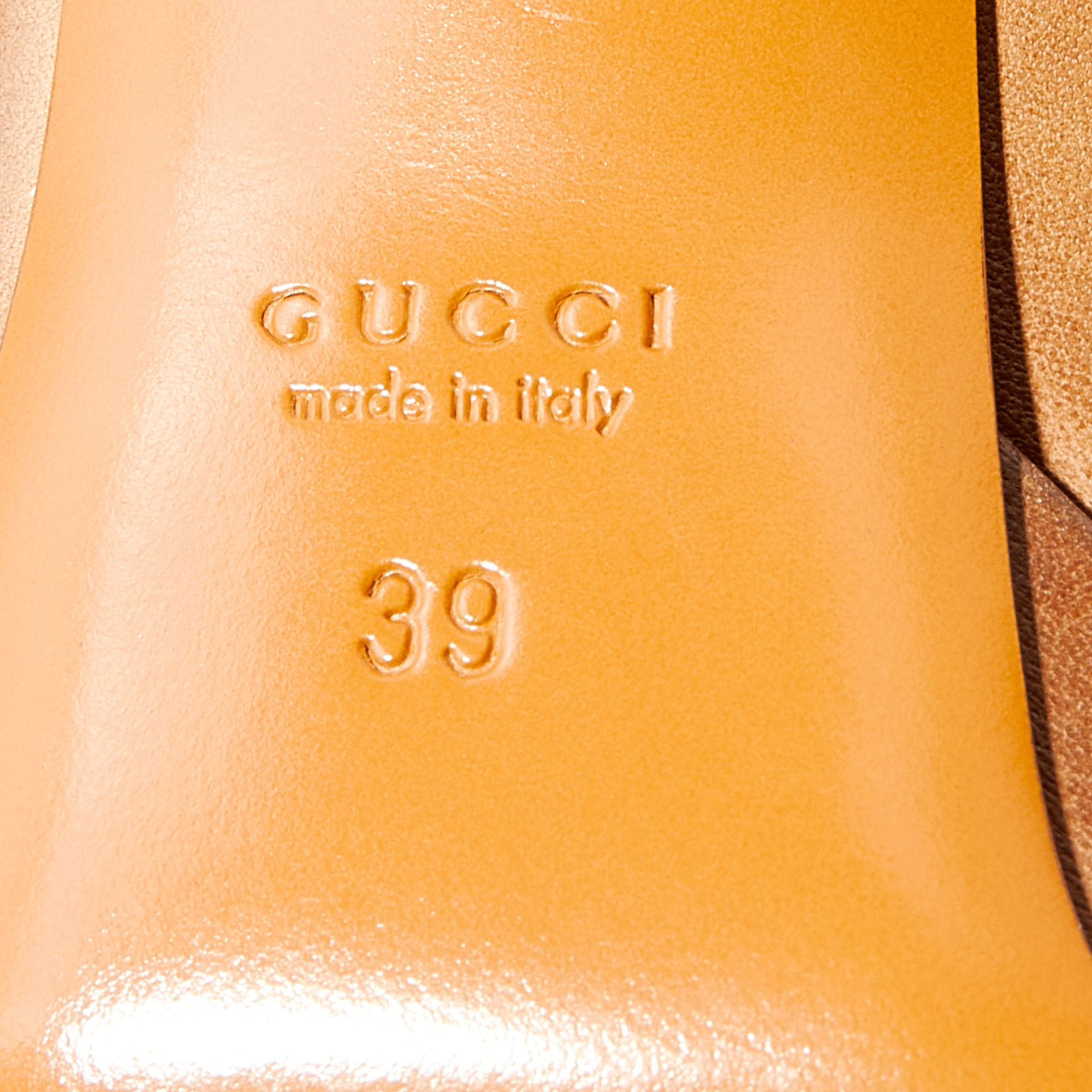 Gucci Brown Leather Round Toe Platform Pumps Size 39