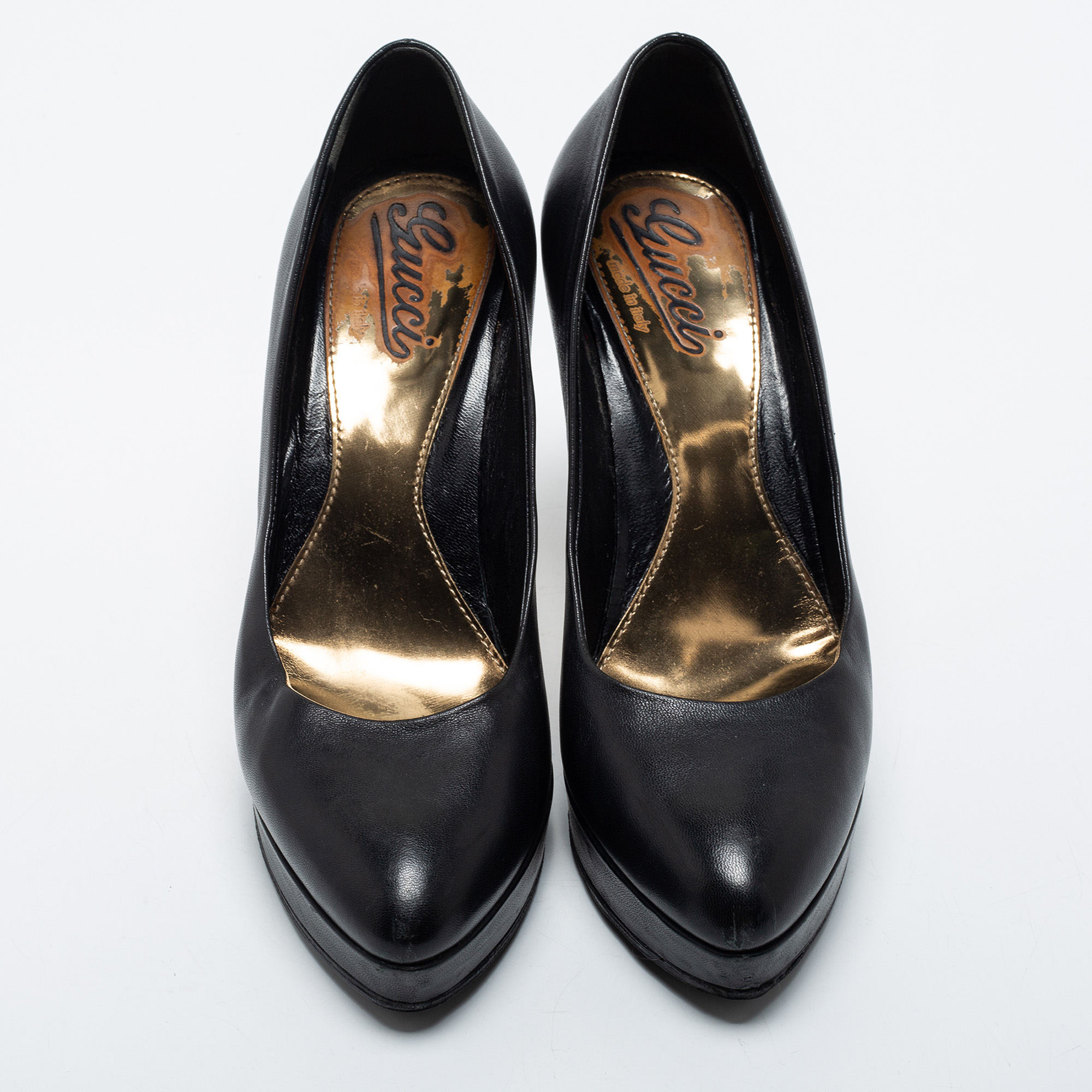 Gucci Black Leather Platform Pumps Size 37